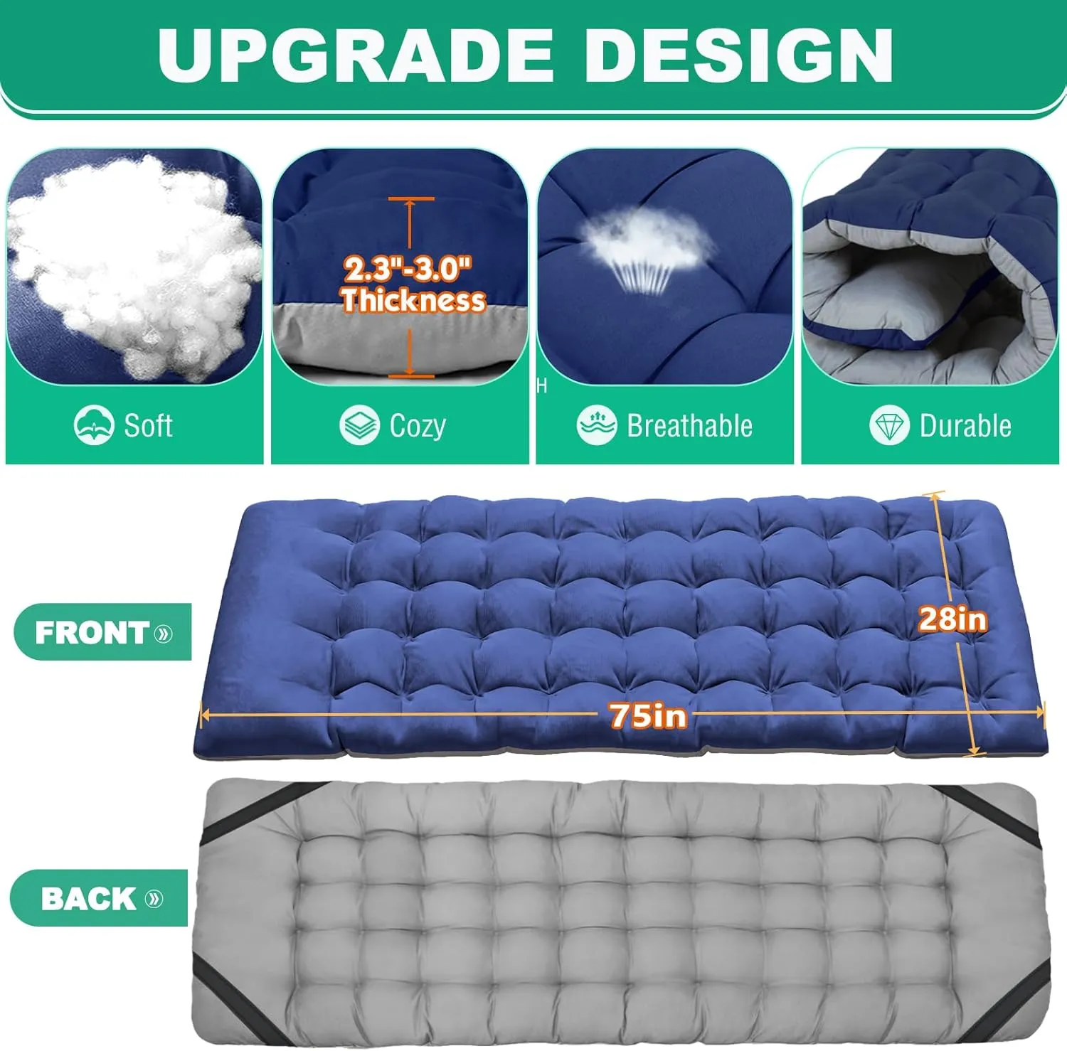 LILYPELLE Folding Camping Cot, Heavy Duty Sleeping Cots with Carry Bag, Double Layer Oxford Portable Travel Camp Cots for Home, Office Nap and Outdoor Beach