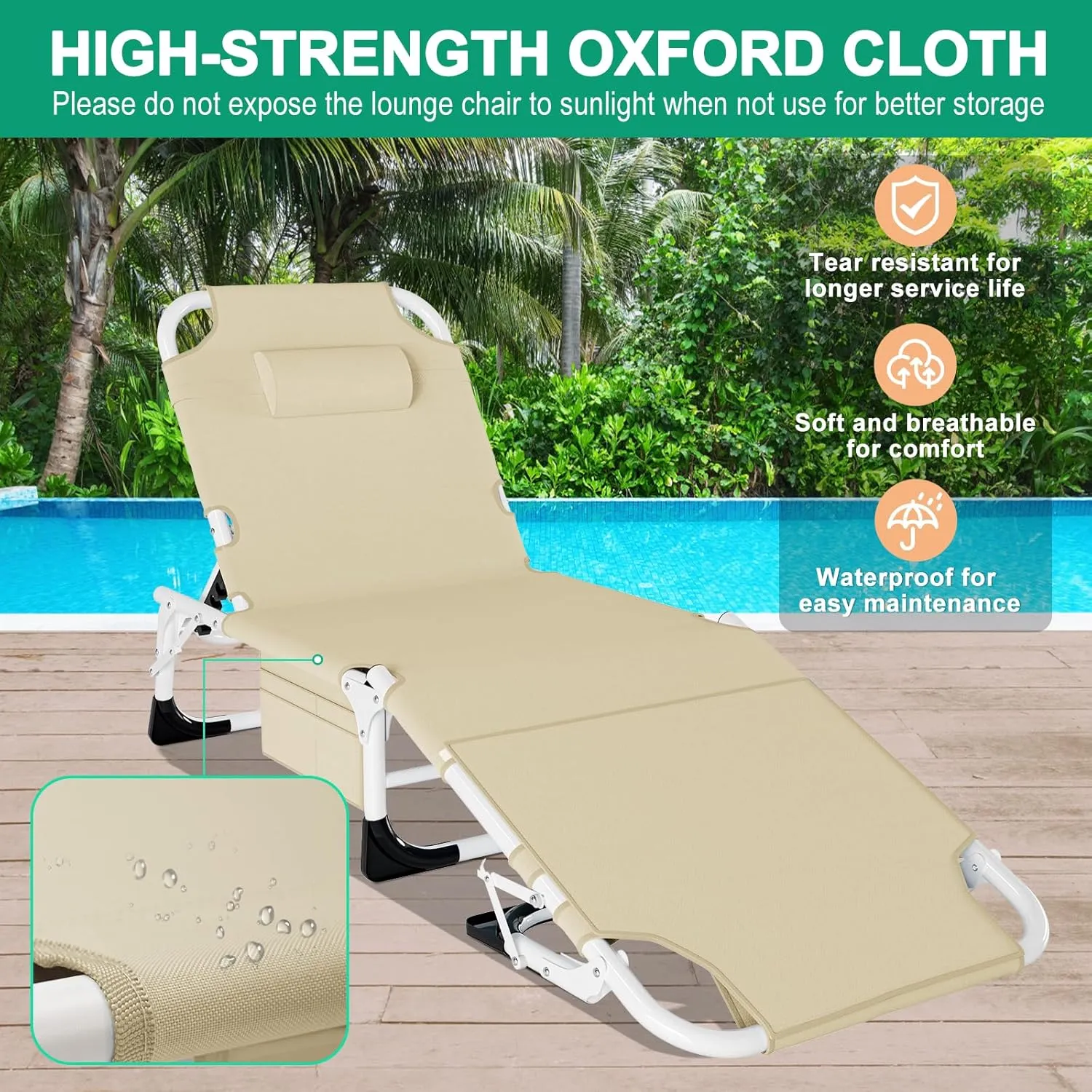 LILYPELLE Portable Folding Camping Cot, Adjustable 5-Position Face Down Folding Chaise Lounge Chairs, Outdoor Portable Folding Bed Sleeping Cot for Camping, Pool, Beach, Patio