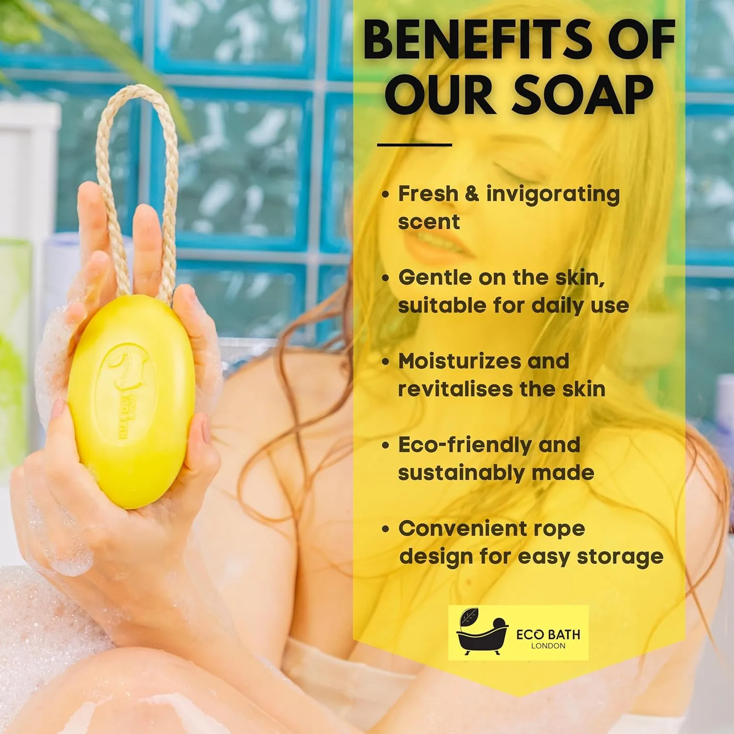 Lime Soap on a Rope – Made in France – Traditionally Crafted Natural, Skin-Friendly, Long-Lasting & Moisturizing Soap 7.76 oz (220 g) (Lime)