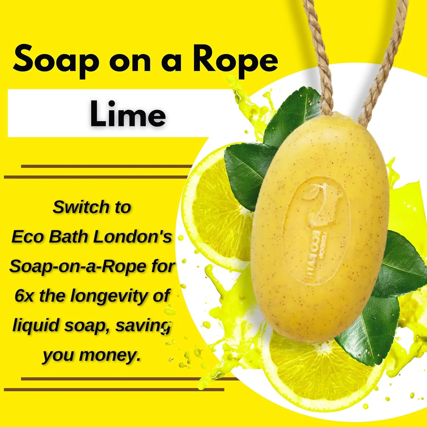 Lime Soap on a Rope – Made in France – Traditionally Crafted Natural, Skin-Friendly, Long-Lasting & Moisturizing Soap 7.76 oz (220 g) (Lime)