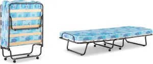 Linon Multi-Colored Mattress Roma Folding Bed, Cot, Blue And White