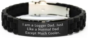 Logger Dad Thoughtful Gift Ideas Glide lock Clasp Black Stainless Steel Silicone 9.05inch Adjustable Premium Bag Father's Day Unique Gifts from Men to Logger Friends