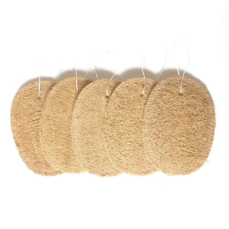 Loofah facial and body Scrub brush natural exfoliator for men and women bath spa, personal care, (5 pack,Oval double layer   lanyard)