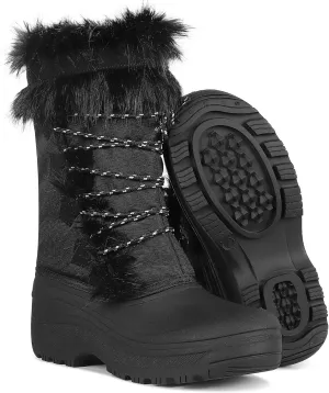 Lovee Cosee Black Winter Boots for Women Snow Boots for Women Waterproof Faux Fur Lined Warm Mid Calf Wide Calf Platform Boots Anti-Slip Insulated Work Comfortable Shoes Size 10