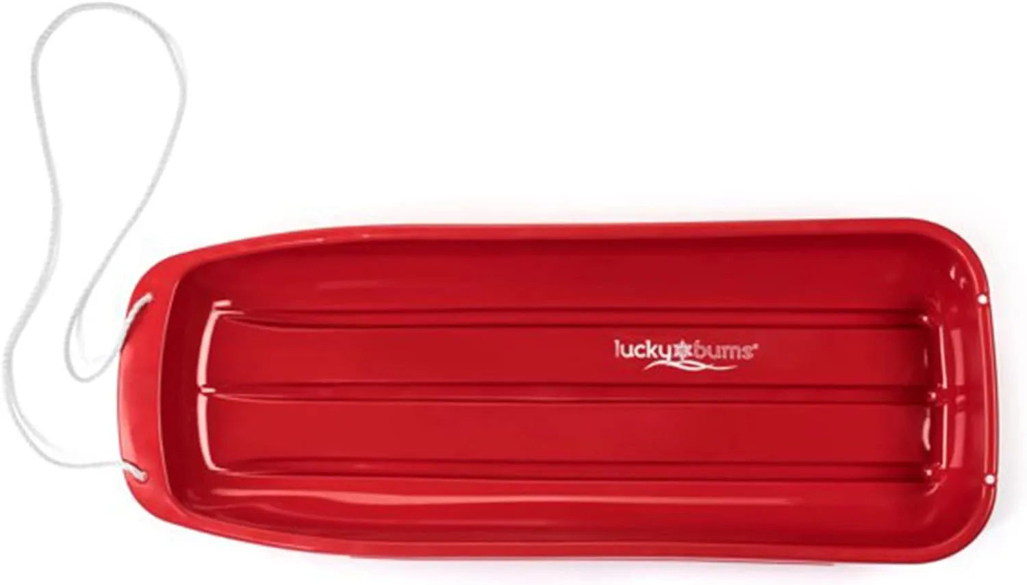 Lucky Bums Kids 48 Inch Single Person Plastic Snow Toboggan Sled for All Winter Conditions with Pull Rope for Children Ages 8 to 15, Red