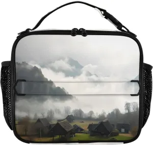 Lunch Bag Hut Large Insulated Cooler Bag with Side Mesh Pockets and Shoulder Strap