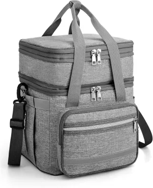 Lunch Box for Women, Insulated Double Deck Lunch Bag for Adults, Leakproof Cooler Lunchbox for Men with Adjustable Shoulder Strap, Gary