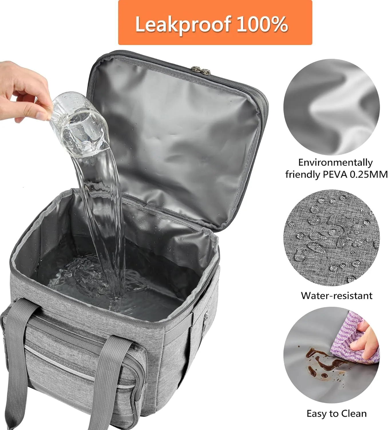 Lunch Box for Women, Insulated Double Deck Lunch Bag for Adults, Leakproof Cooler Lunchbox for Men with Adjustable Shoulder Strap, Gary