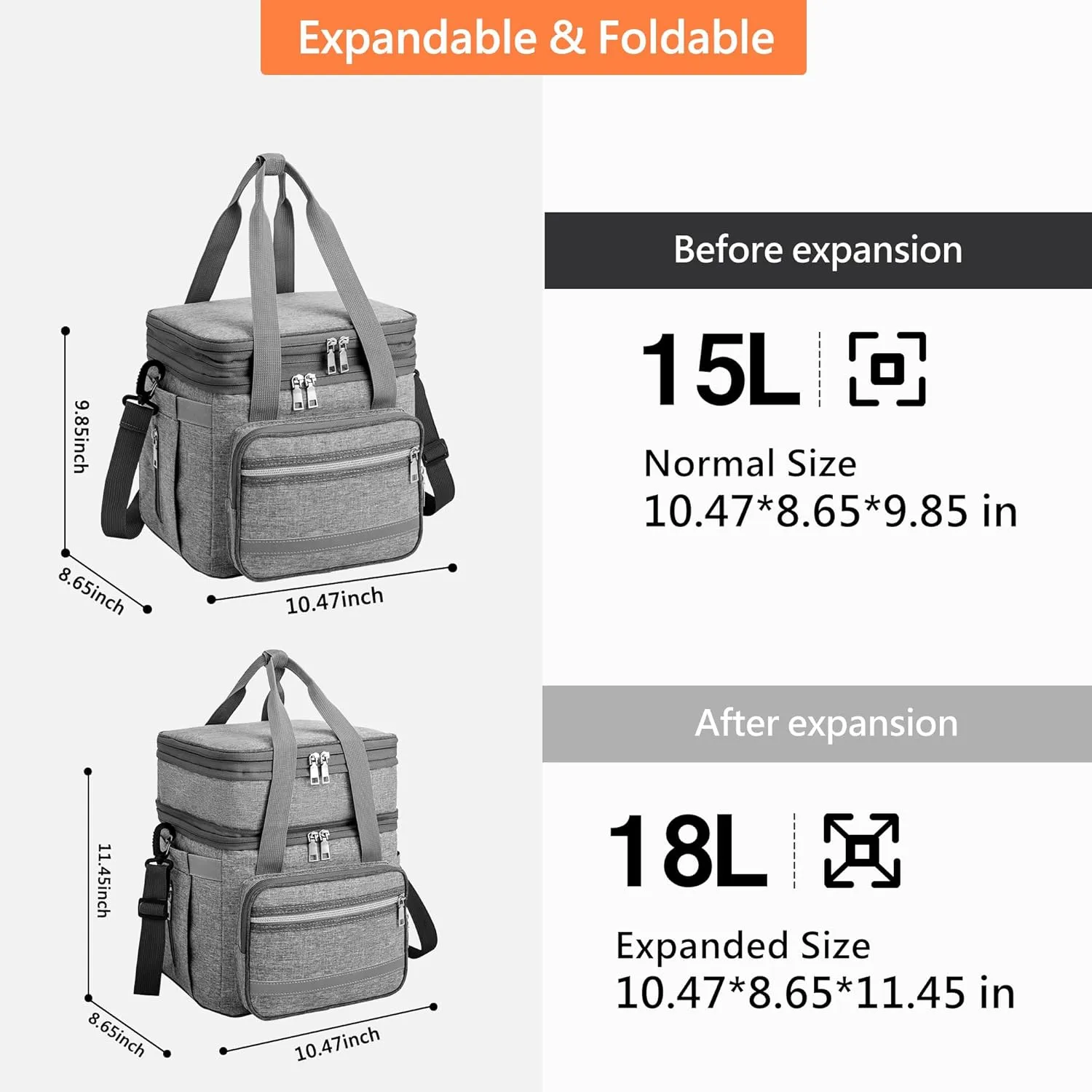 Lunch Box for Women, Insulated Double Deck Lunch Bag for Adults, Leakproof Cooler Lunchbox for Men with Adjustable Shoulder Strap, Gary