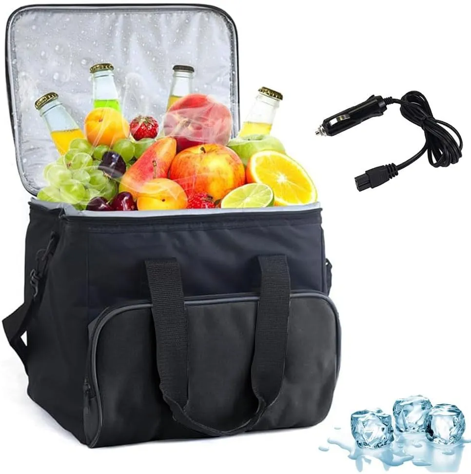 Luoxun-LX Portable Electric Cooler Bag 15L, 12V DC Car Cooler Plug in, Insulation and Cooling, Travel Cooler with Shoulder Strap and Storage Pocket, Car Refrigerator for Car, Truck & RV Camping