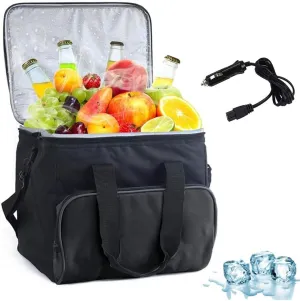 Luoxun-LX Portable Electric Cooler Bag 15L, 12V DC Car Cooler Plug in, Insulation and Cooling, Travel Cooler with Shoulder Strap and Storage Pocket, Car Refrigerator for Car, Truck & RV Camping