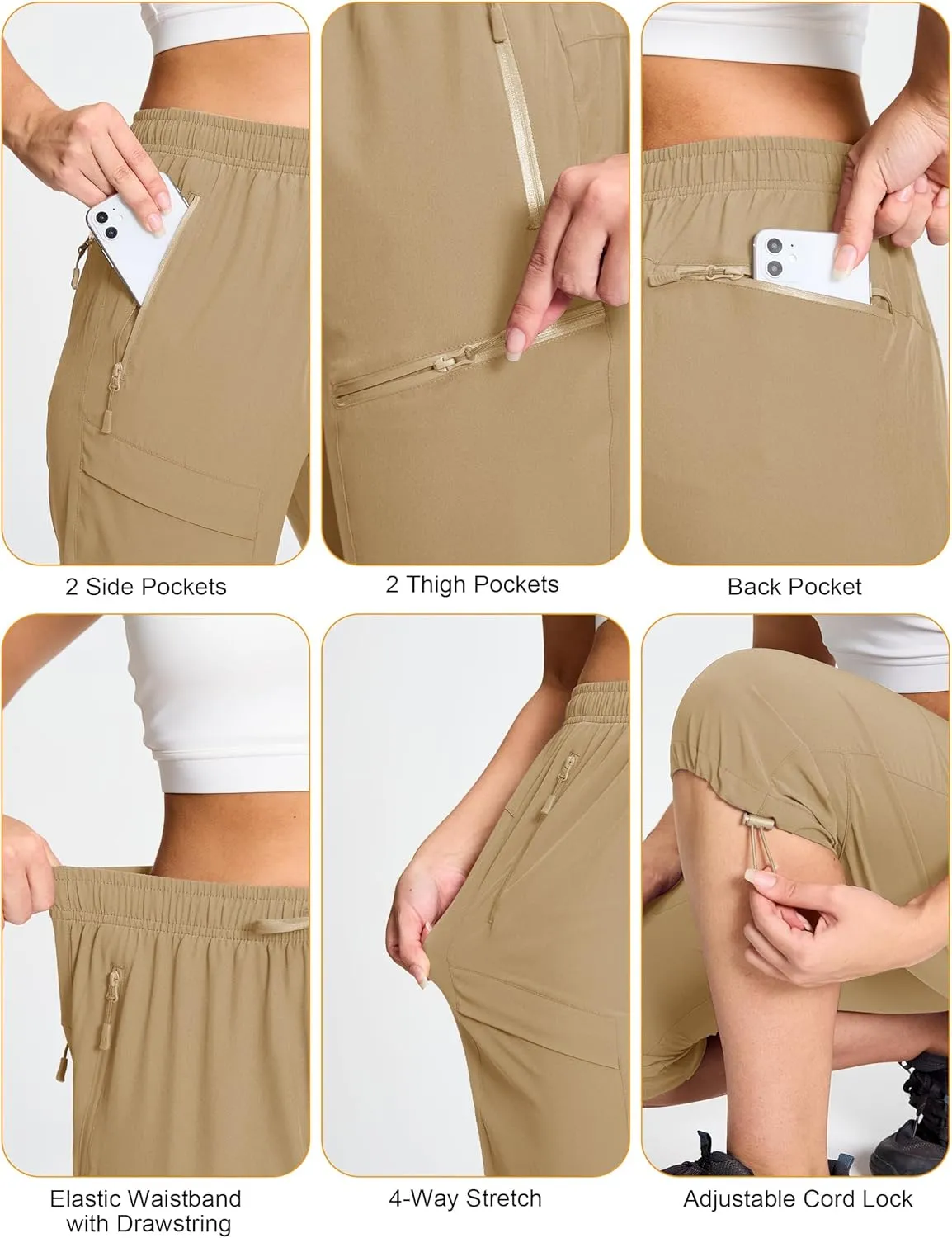 MAGCOMSEN Women's Cargo Capri Pants UPF 50  Lightweight Quick Dry Hiking Golf Travel Summer Pants with 5 Pockets