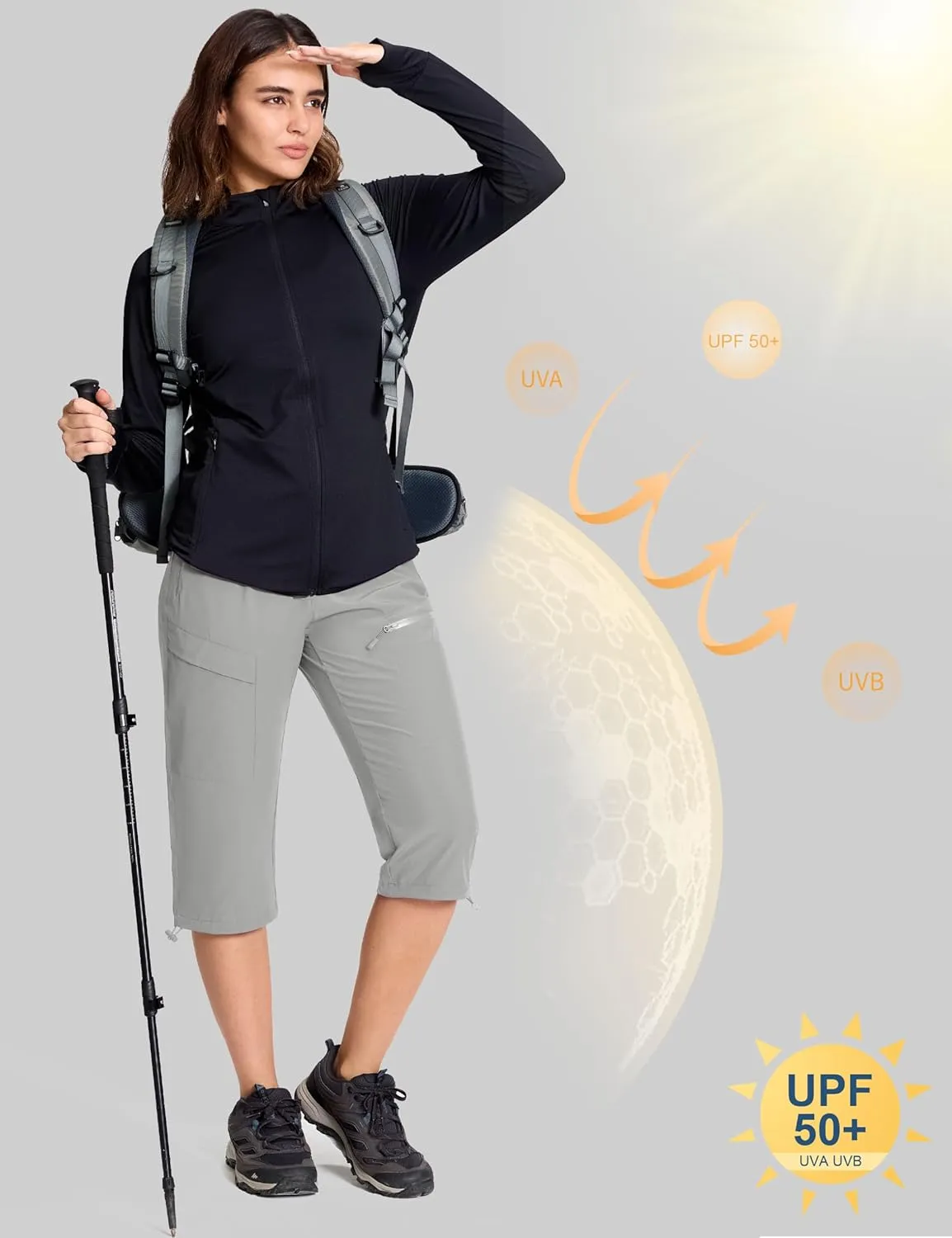MAGCOMSEN Women's Cargo Capri Pants UPF 50  Lightweight Quick Dry Hiking Golf Travel Summer Pants with 5 Pockets
