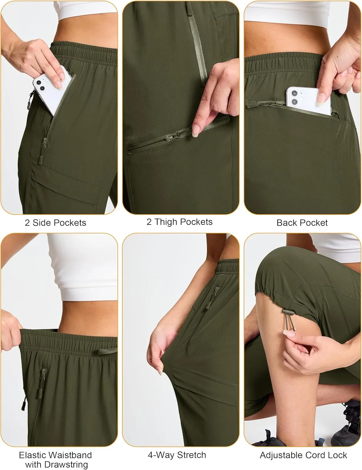 MAGCOMSEN Women's Cargo Capri Pants UPF 50  Lightweight Quick Dry Hiking Golf Travel Summer Pants with 5 Pockets