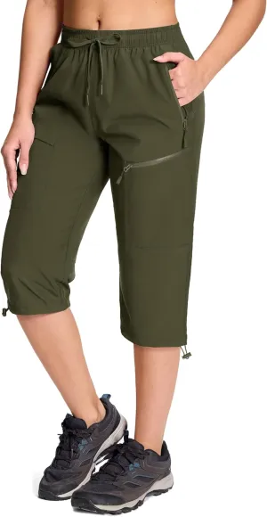 MAGCOMSEN Women's Cargo Capri Pants UPF 50  Lightweight Quick Dry Hiking Golf Travel Summer Pants with 5 Pockets