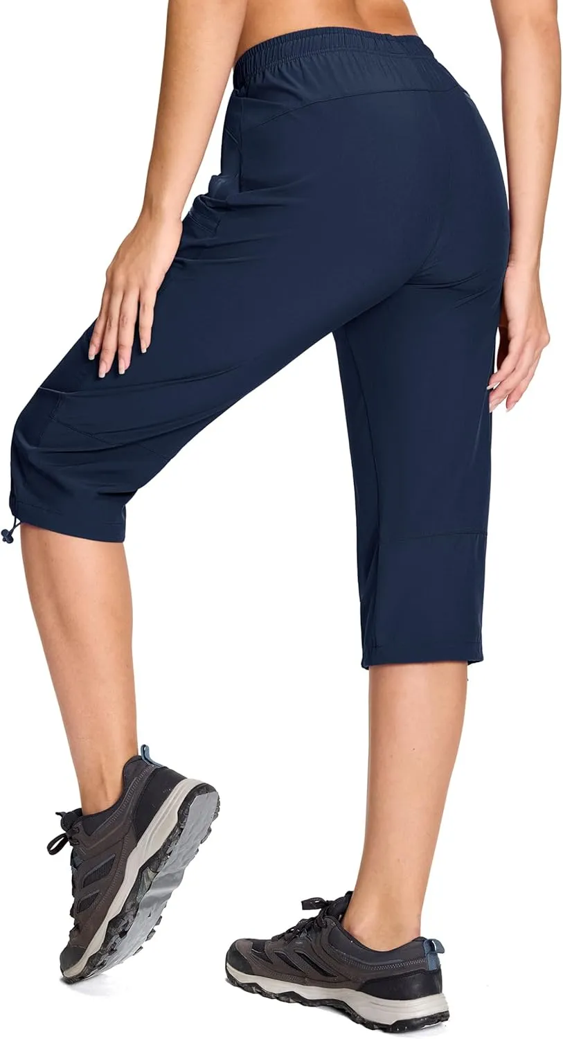 MAGCOMSEN Women's Cargo Capri Pants UPF 50  Lightweight Quick Dry Hiking Golf Travel Summer Pants with 5 Pockets