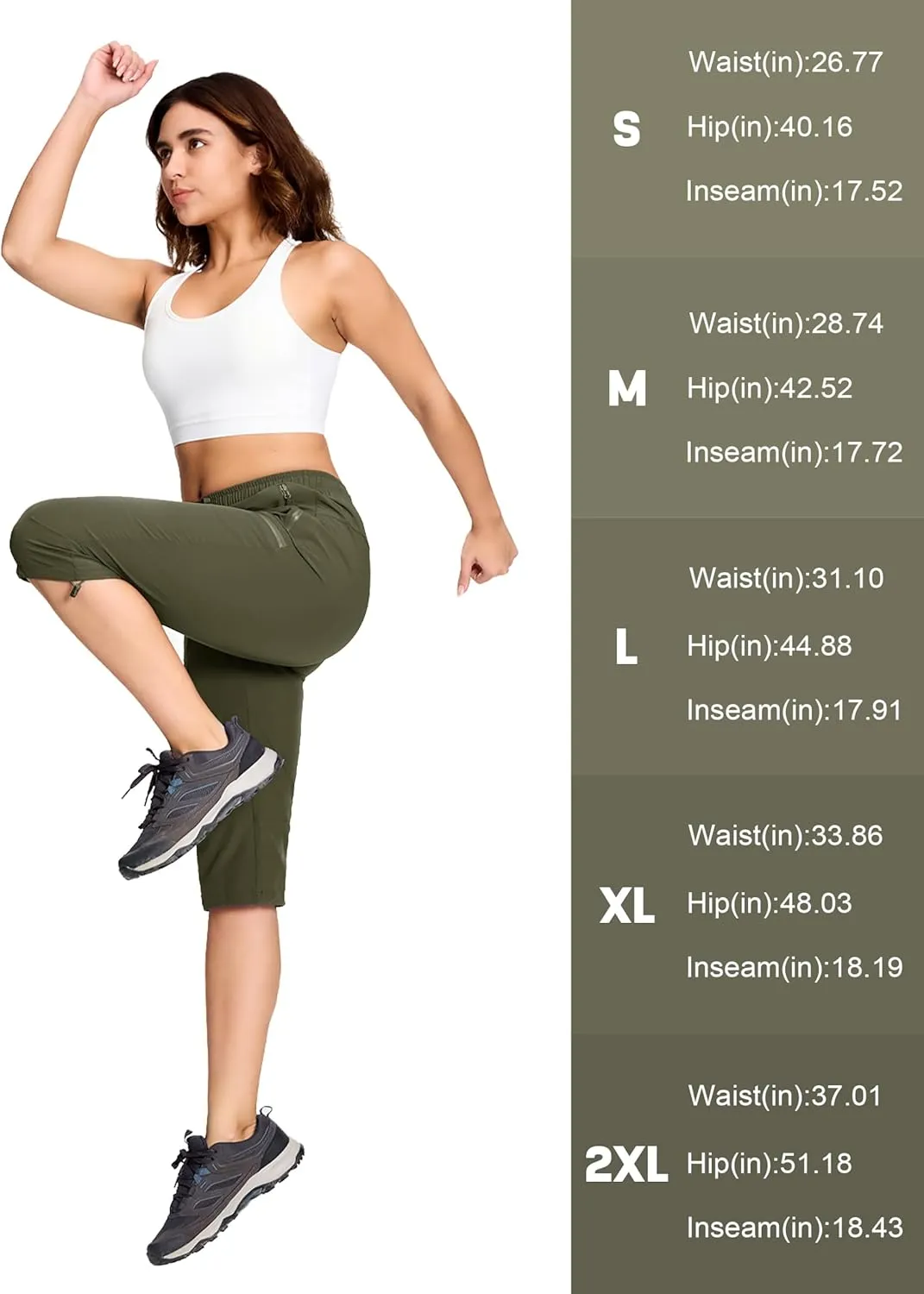 MAGCOMSEN Women's Cargo Capri Pants UPF 50  Lightweight Quick Dry Hiking Golf Travel Summer Pants with 5 Pockets