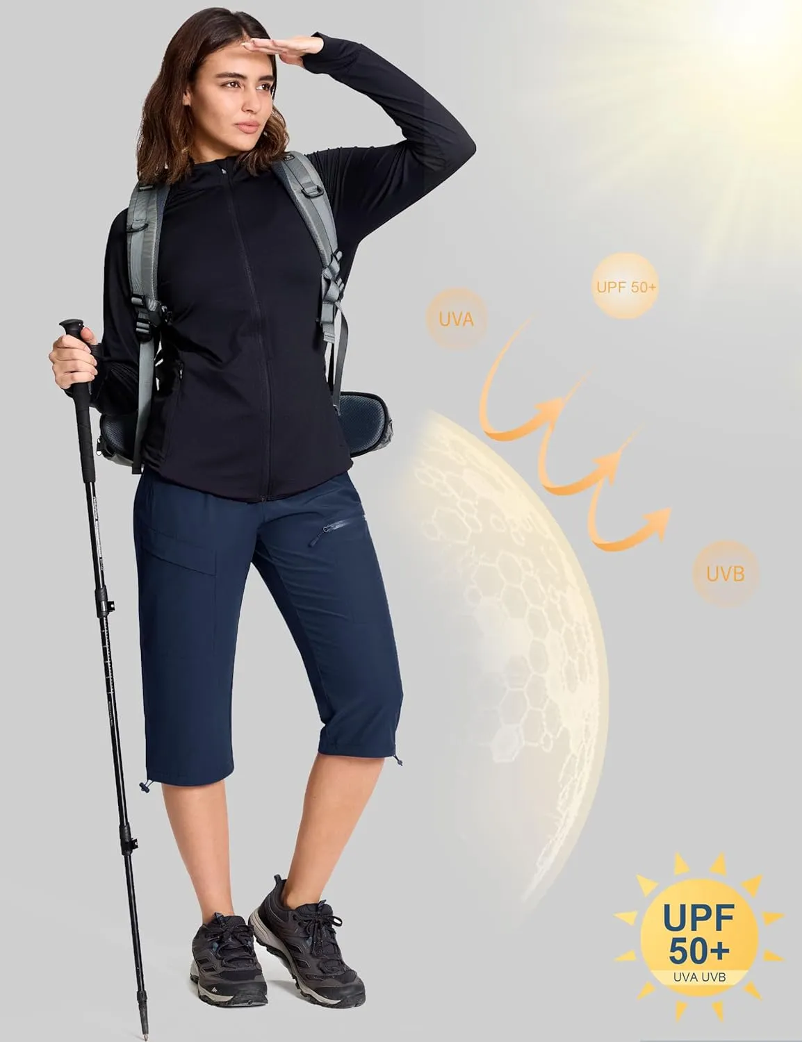 MAGCOMSEN Women's Cargo Capri Pants UPF 50  Lightweight Quick Dry Hiking Golf Travel Summer Pants with 5 Pockets
