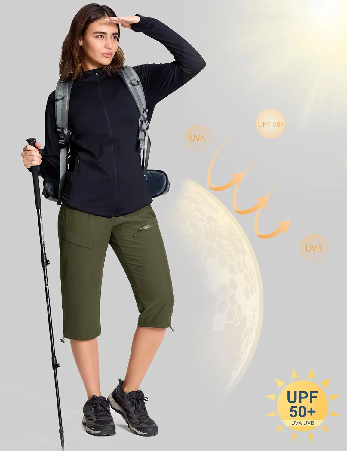 MAGCOMSEN Women's Cargo Capri Pants UPF 50  Lightweight Quick Dry Hiking Golf Travel Summer Pants with 5 Pockets