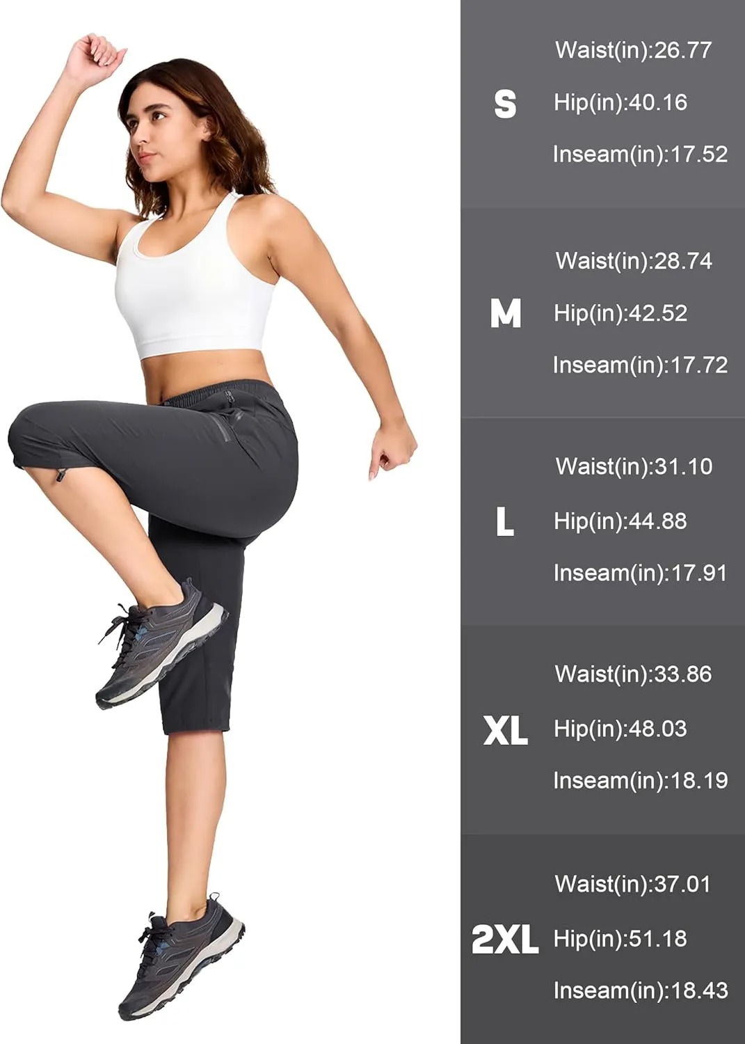 MAGCOMSEN Women's Hiking Capri Pants UPF 50  Lightweight Quick Dry Casual Golf Cargo Crop Pants with 5 Pockets Summer