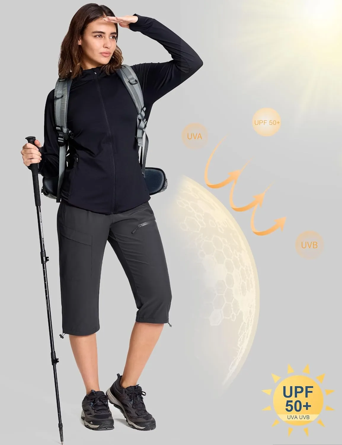 MAGCOMSEN Women's Hiking Capri Pants UPF 50  Lightweight Quick Dry Casual Golf Cargo Crop Pants with 5 Pockets Summer