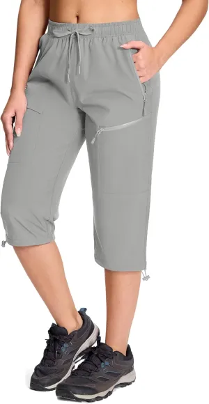 MAGCOMSEN Women's Hiking Capri Pants UPF 50  Lightweight Quick Dry Casual Golf Cargo Crop Pants with 5 Pockets Summer