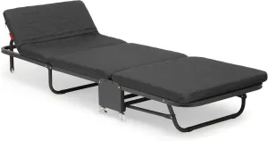Magshion 71" Folding Cot for Adults with Mattress, 4 Adjustable Backrest & 7 Wheels (5 Swivel 360°, 2 Lockable, 2 Straight-line Movement), Portable Guest Bed for Home, Office, Max 330 lbs Load, Black