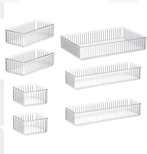 Makeup Organizer Bathroom Organizer Acrylic Stackable Cosmetic Display Case Desktop Storage Basket for Dresser Home Magazines, 7 Pieces