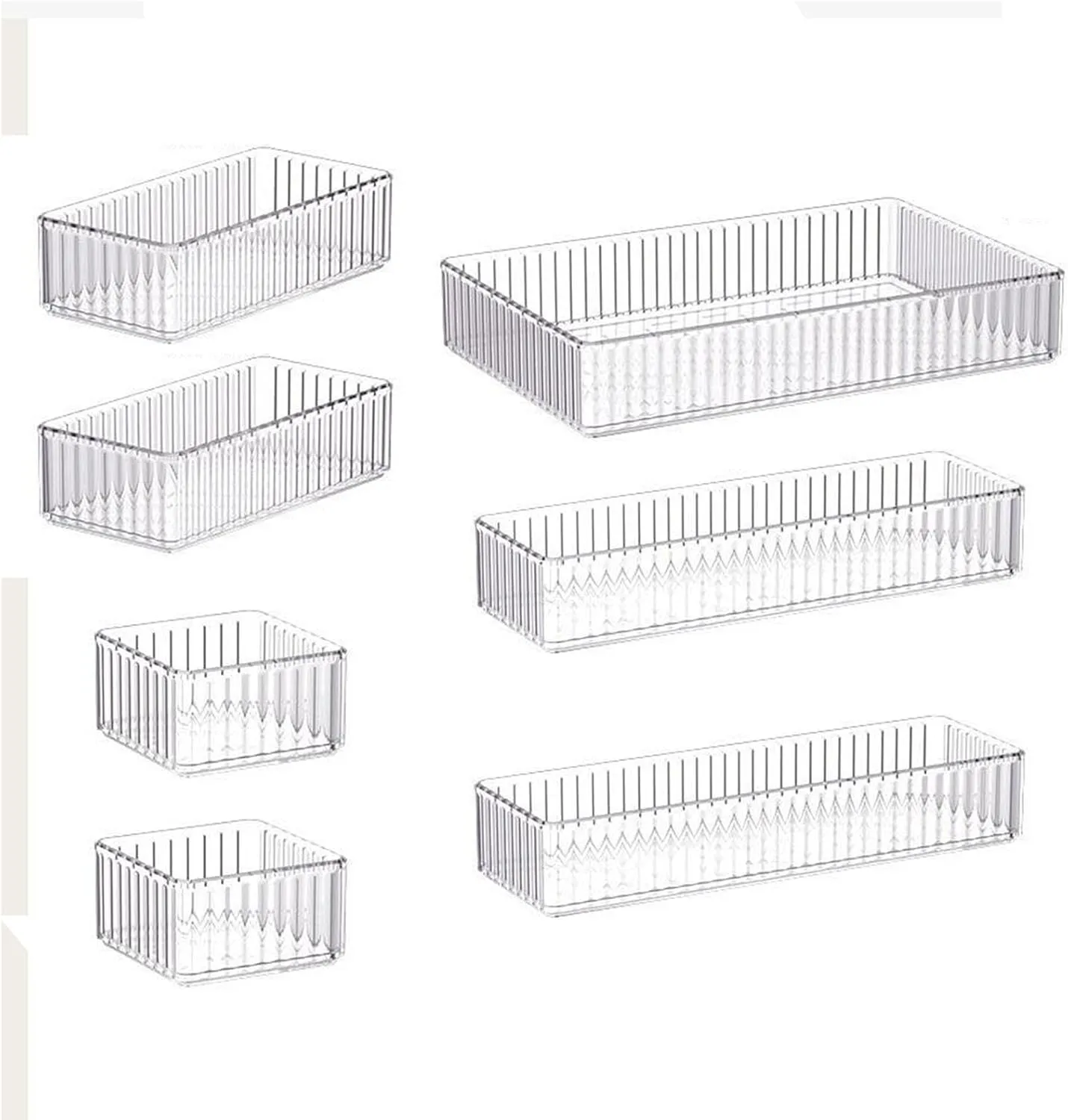 Makeup Organizer Bathroom Organizer Acrylic Stackable Cosmetic Display Case Desktop Storage Basket for Dresser Home Magazines, 7 Pieces