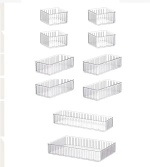 Makeup Organizer Vanity Storage Bin Acrylic Transparent Cosmetic Display Case Desktop Storage Basket for Countertop Magazines, 10 Pieces, Multi