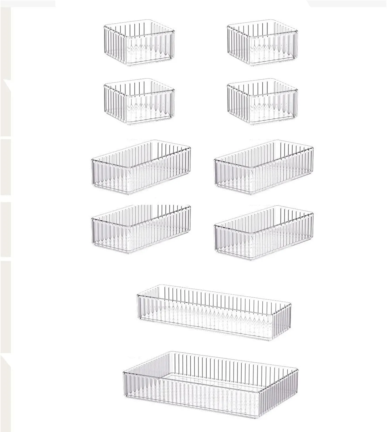 Makeup Organizer Vanity Storage Bin Acrylic Transparent Cosmetic Display Case Desktop Storage Basket for Countertop Magazines, 10 Pieces, Multi