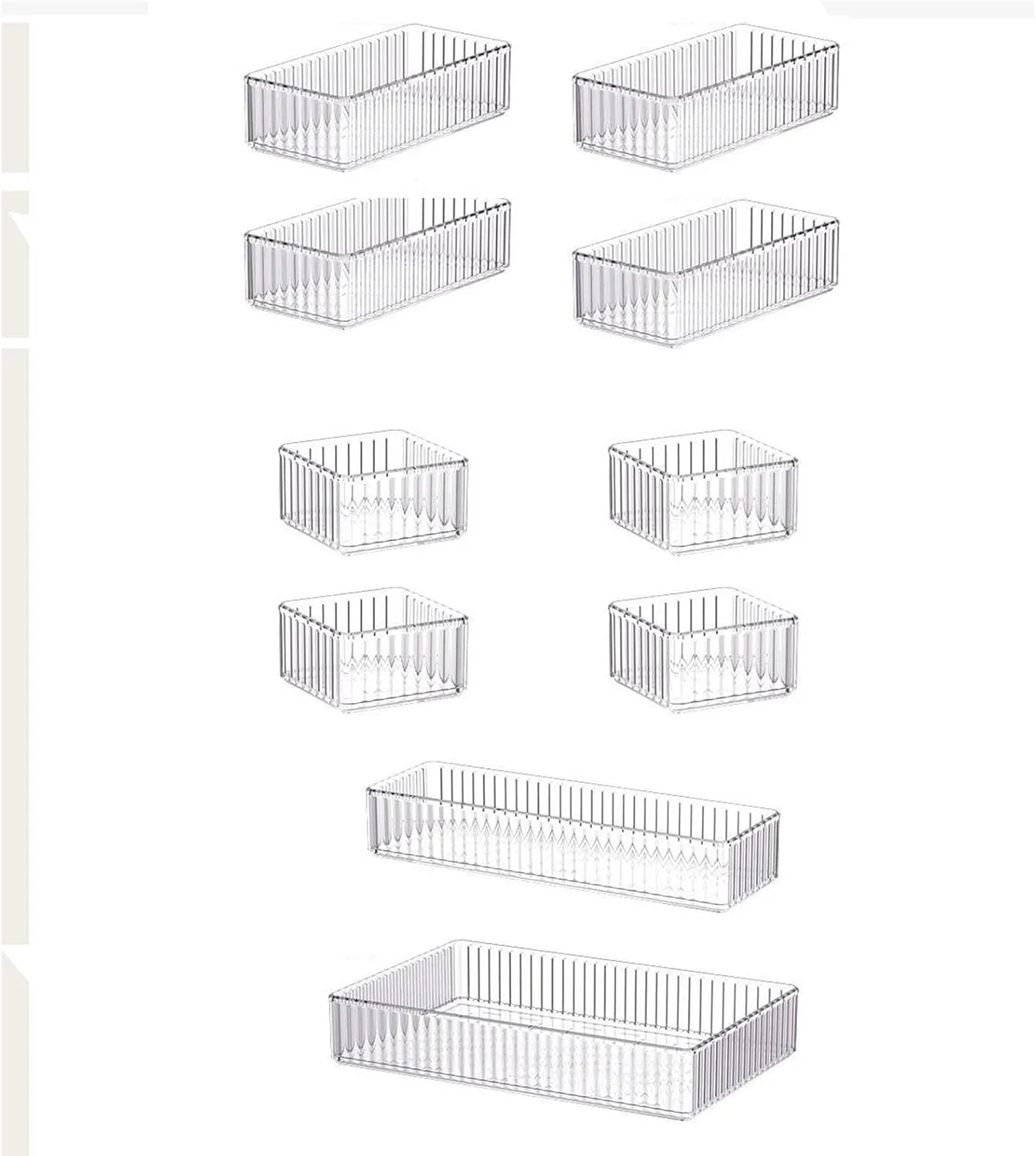 Makeup Organizer Vanity Storage Bin Acrylic Transparent Cosmetic Display Case Desktop Storage Basket for Countertop Magazines, 10 Pieces, Multi