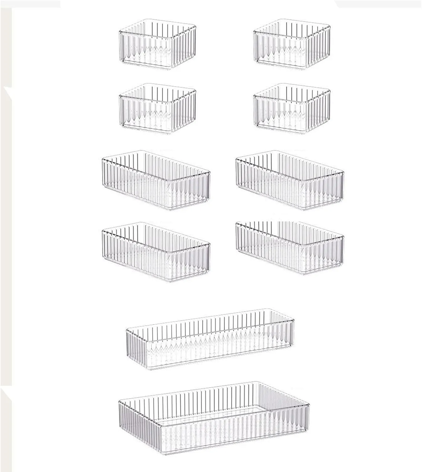 Makeup Organizer Vanity Storage Bin Acrylic Transparent Cosmetic Display Case Desktop Storage Basket for Countertop Magazines, 10 Pieces, Multi