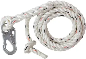 Malta Dynamics Vertical Lifeline Rope with Snap Hook for Climbing & Fall Protection, OSHA/ANSI Compliant, 25-Foot or 50-Foot (50-Foot)