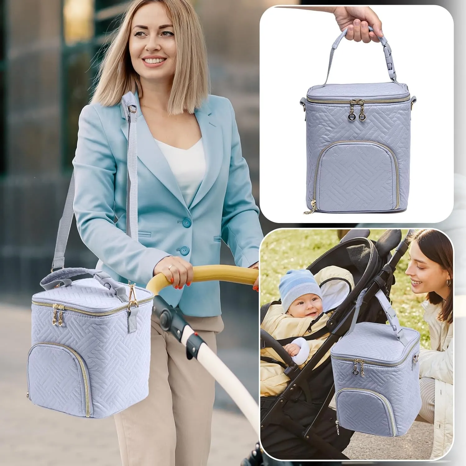 Mam Breastmilk Cooler Bag with Ice Pack for 4 Bottles - See-through Breast Pump Bag for Baby Bottles 4oz-9oz