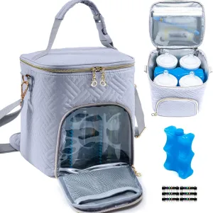 Mam Breastmilk Cooler Bag with Ice Pack for 4 Bottles - See-through Breast Pump Bag for Baby Bottles 4oz-9oz