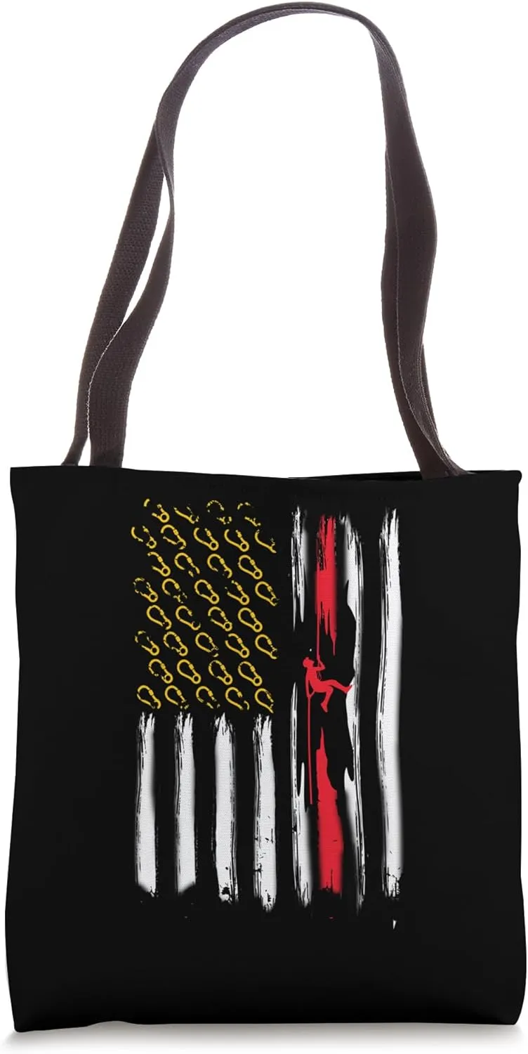 Man On A Rope Climbing Down A Grotto Caving Caver Tote Bag
