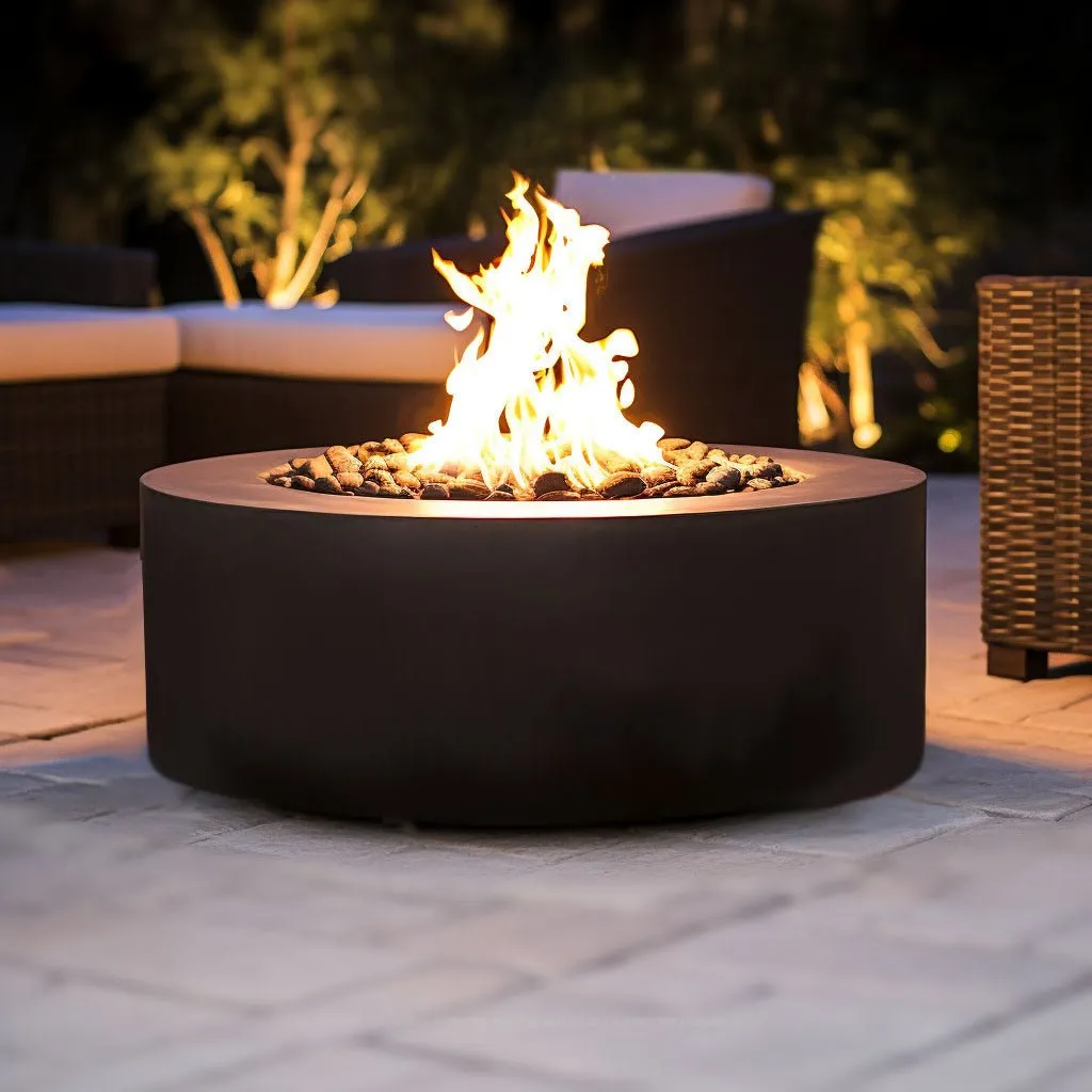 Manhattan Cylinder Round Fire Table - Concrete (GFRC)