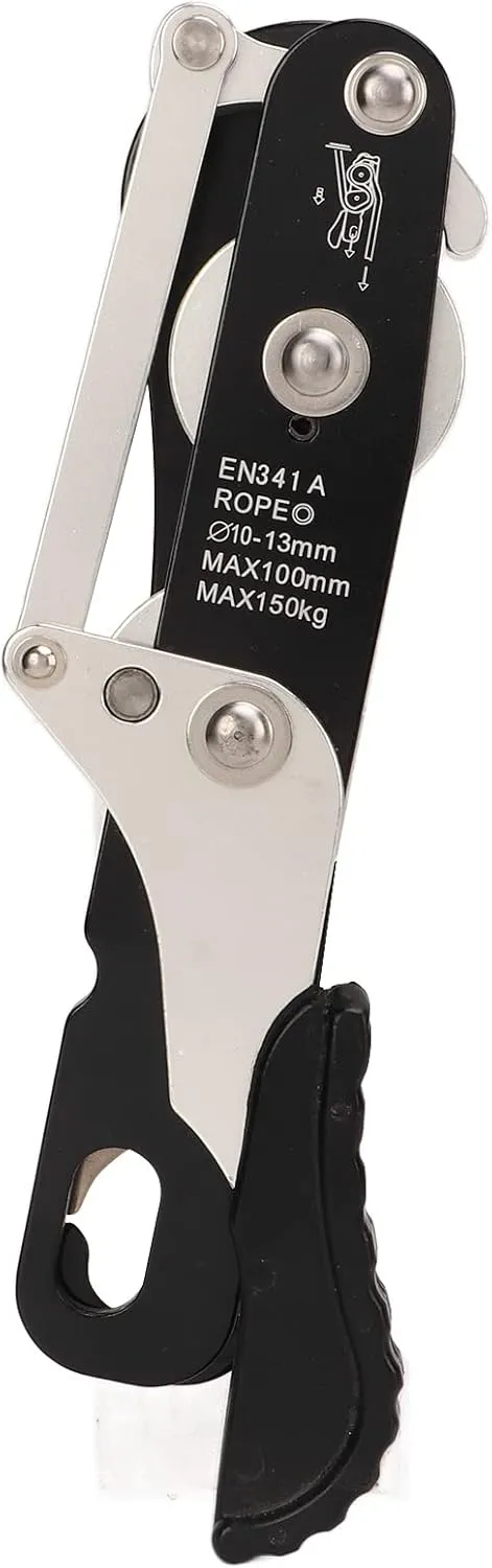 Manual Climbing Descender, Aluminum Alloy Self Locking Downhill Device for Outdoor Rock Climbing Cave Exploration