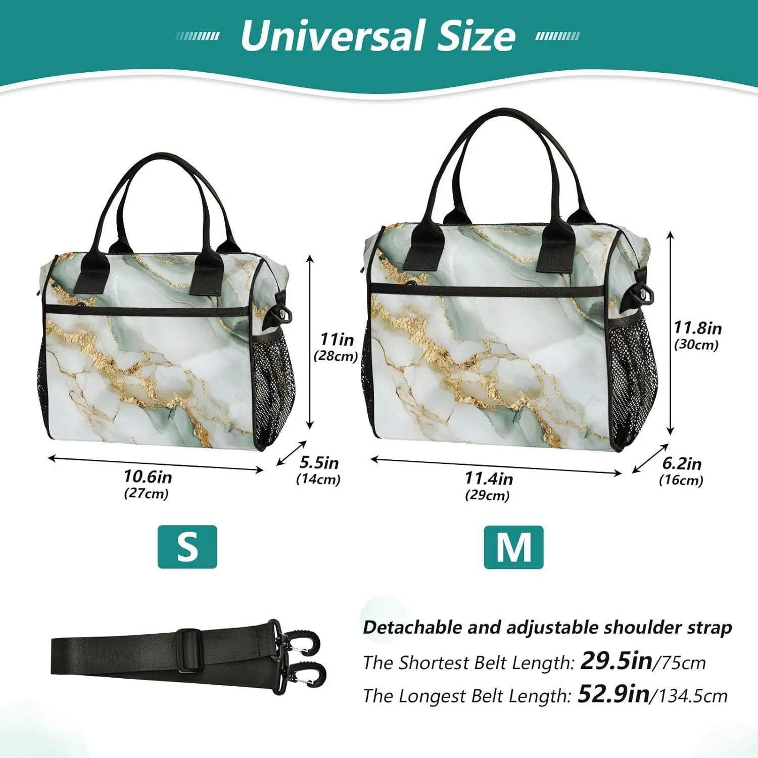 Marble Small Lunch Box for Men Women Adults Insulated Lunch Bag Cooler Bag with Adjustable Shoulder Strap for Work Picnic Travel