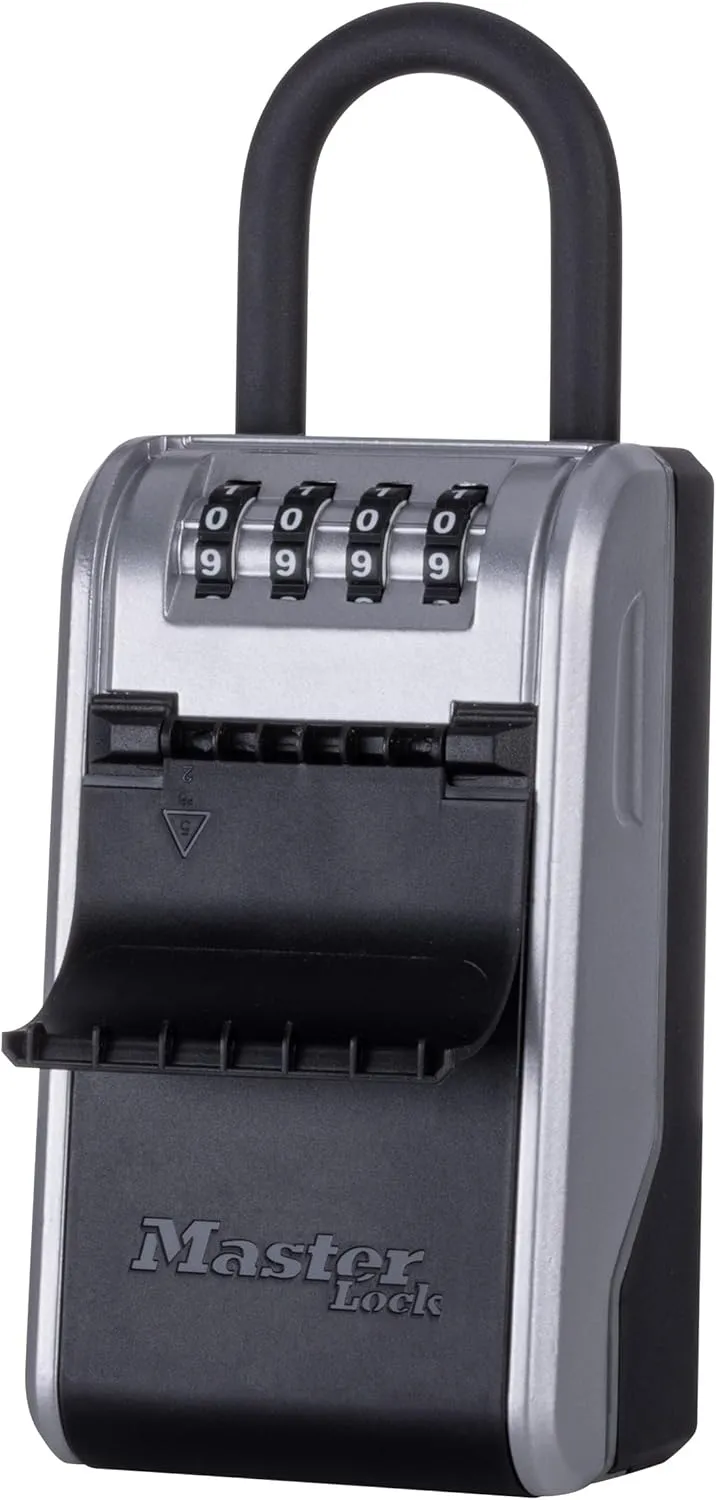 Master Lock Large Key Lock Box with Code, Key Safe for Property Managers Serving Tenants and Guests, Dial Combination Lock Box with Removable Shackle for Indoor or Outdoor Use, 5480EC