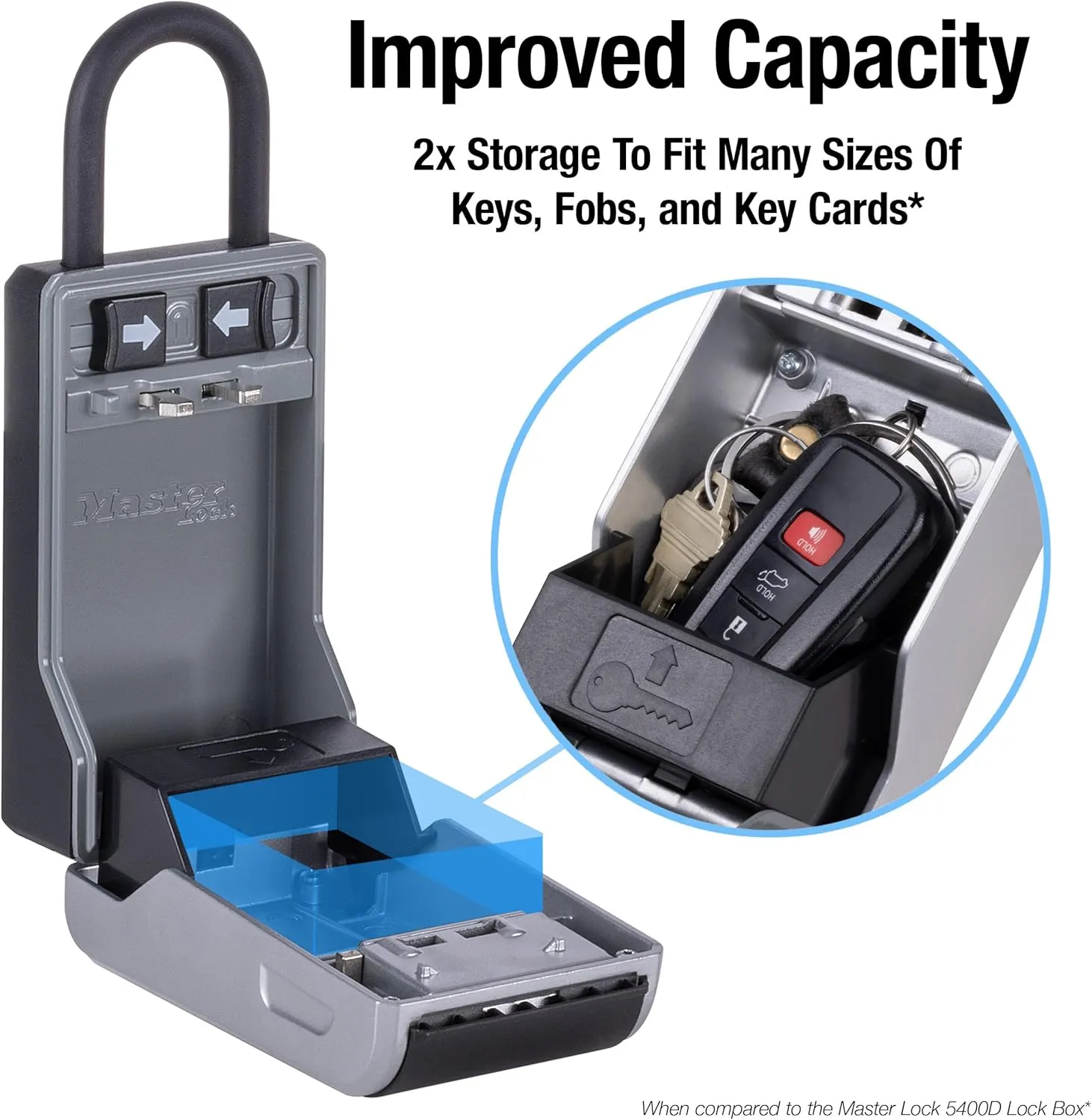 Master Lock Large Key Lock Box with Code, Key Safe for Property Managers Serving Tenants and Guests, Dial Combination Lock Box with Removable Shackle for Indoor or Outdoor Use, 5480EC