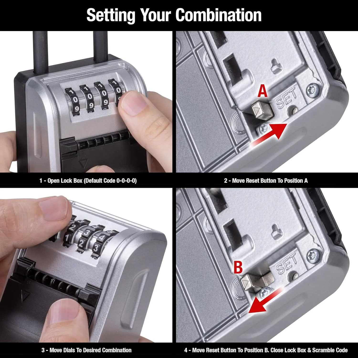 Master Lock Large Key Lock Box with Code, Key Safe for Property Managers Serving Tenants and Guests, Dial Combination Lock Box with Removable Shackle for Indoor or Outdoor Use, 5480EC