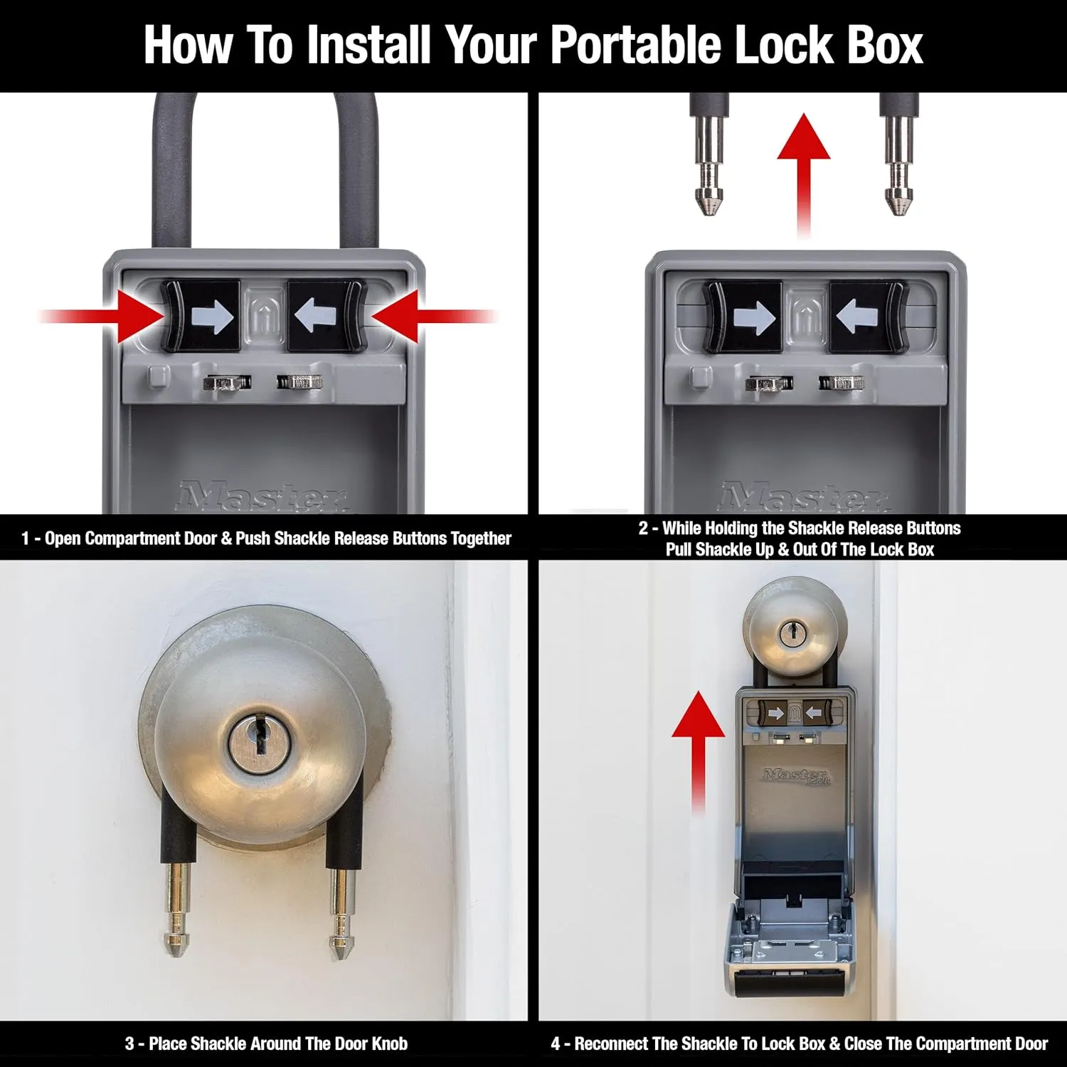 Master Lock Large Key Lock Box with Code, Key Safe for Property Managers Serving Tenants and Guests, Dial Combination Lock Box with Removable Shackle for Indoor or Outdoor Use, 5480EC