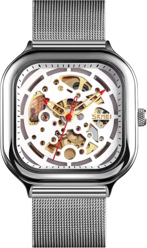 MASTOP Automatic Watches Mechanical Wrist Watch Golden for Mens Skeleton Watches with Stainless Steel Case Dial with Royal Flower Movement Carving