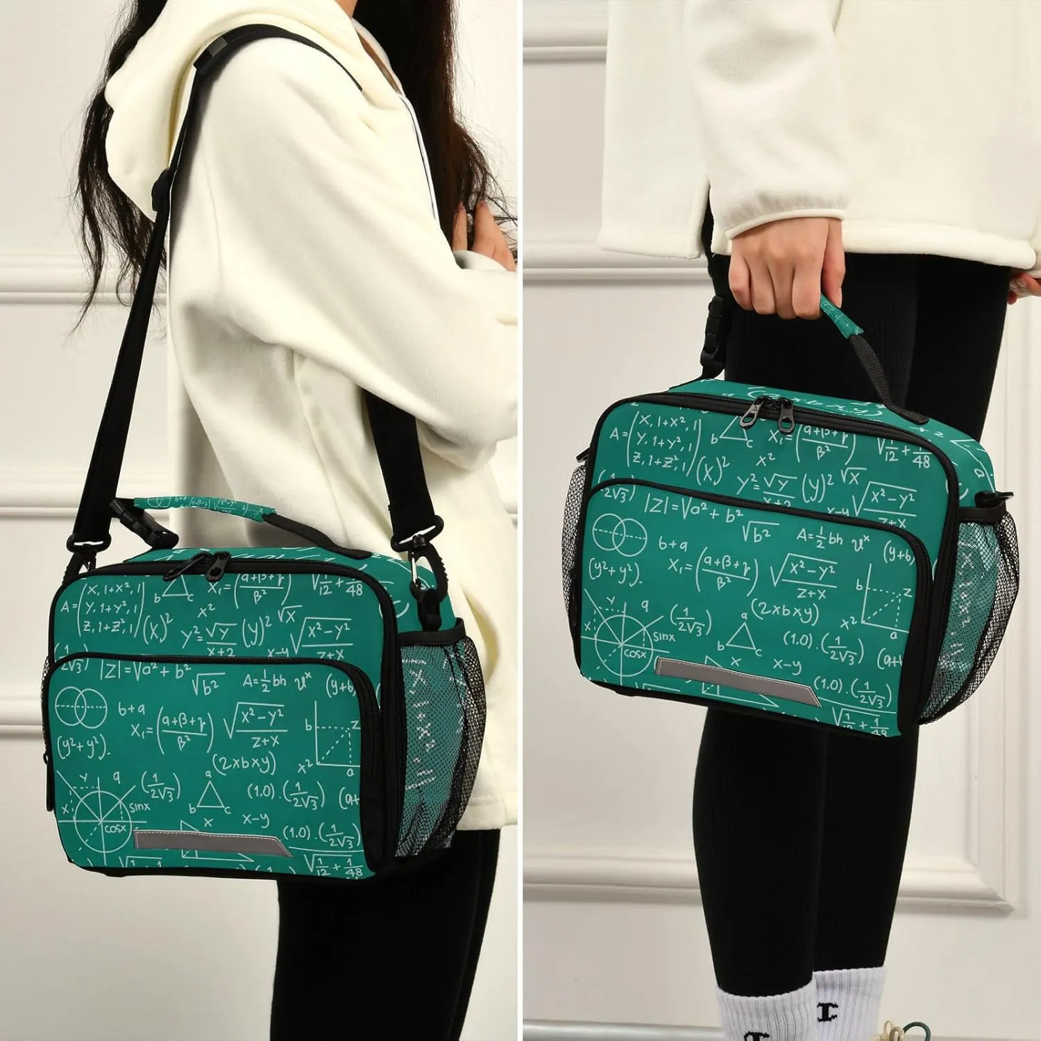 Mathematical Equations Lunch Bag for Women Men Numerical Symbol Insulated Cooler Tote Bag with Adjustable Shoulder Strap Large Capacity Reusable Leakproof Picnic Lunch Box Outdoor for Adult Office