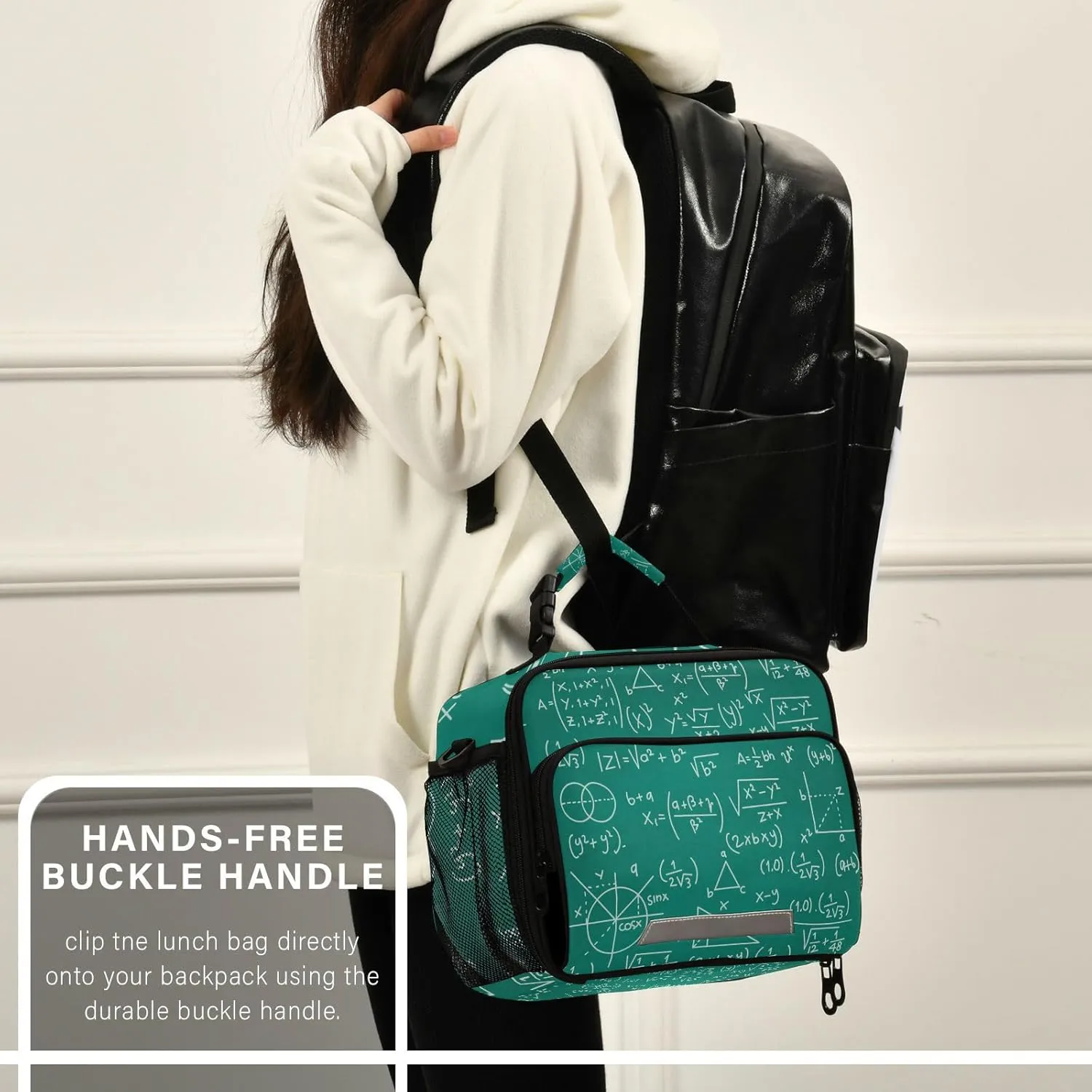 Mathematical Equations Lunch Bag for Women Men Numerical Symbol Insulated Cooler Tote Bag with Adjustable Shoulder Strap Large Capacity Reusable Leakproof Picnic Lunch Box Outdoor for Adult Office