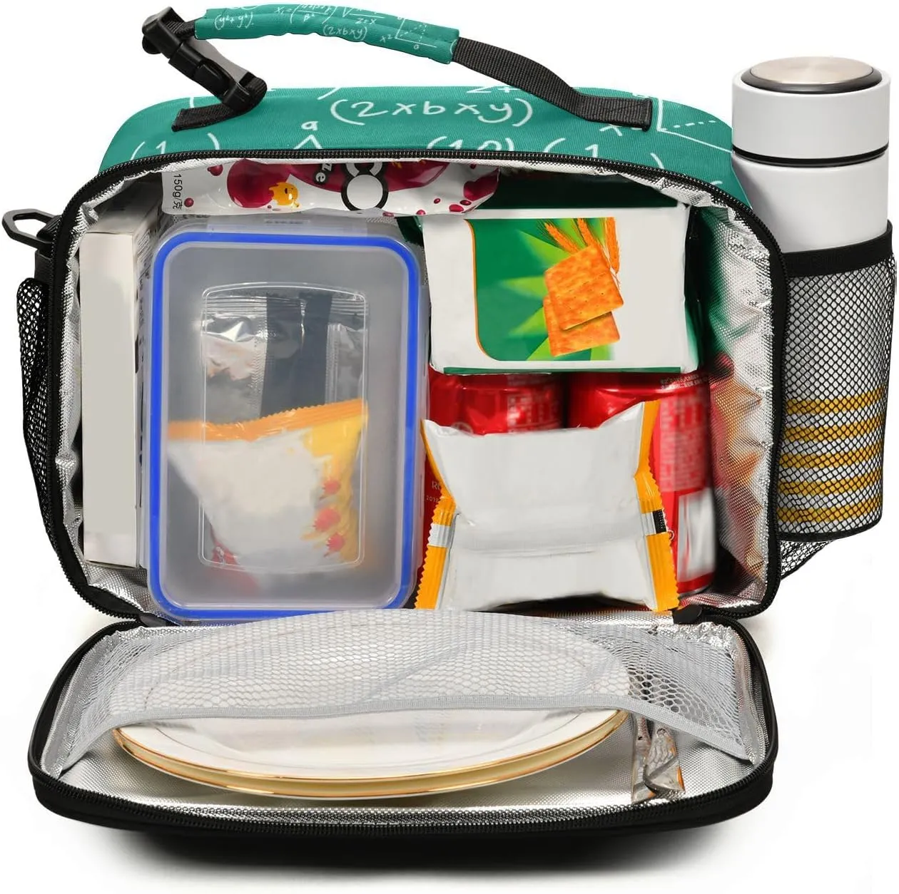 Mathematical Equations Lunch Bag for Women Men Numerical Symbol Insulated Cooler Tote Bag with Adjustable Shoulder Strap Large Capacity Reusable Leakproof Picnic Lunch Box Outdoor for Adult Office
