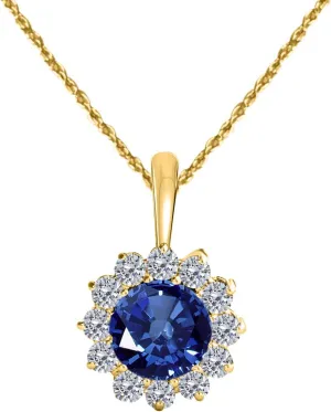 MauliJewels Engagement Necklace for Women 1.06 Carat Brilliant Cut Round-Shape Gemstone And Diamond Pendant 4 prongs 10K Yellow Gold With 18'' Rope Chain