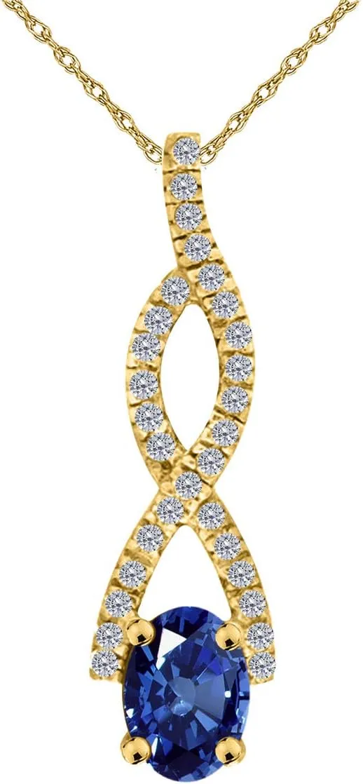 MauliJewels Engagement Necklace for Women 1.1 Carat Diamond And Oval Shape Gemstone Pendant 4 Prong-Setting 14K Yellow Gold With 18'' Chain
